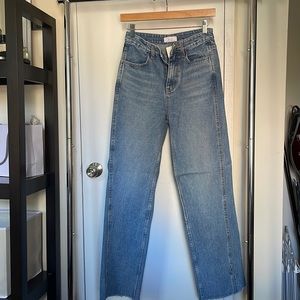 Brand new with tags medium wash straight leg denim jeans from Oak + Fort.